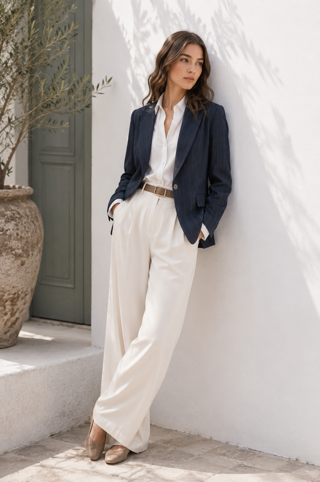 Serena Pinstripe Blazer – Navy