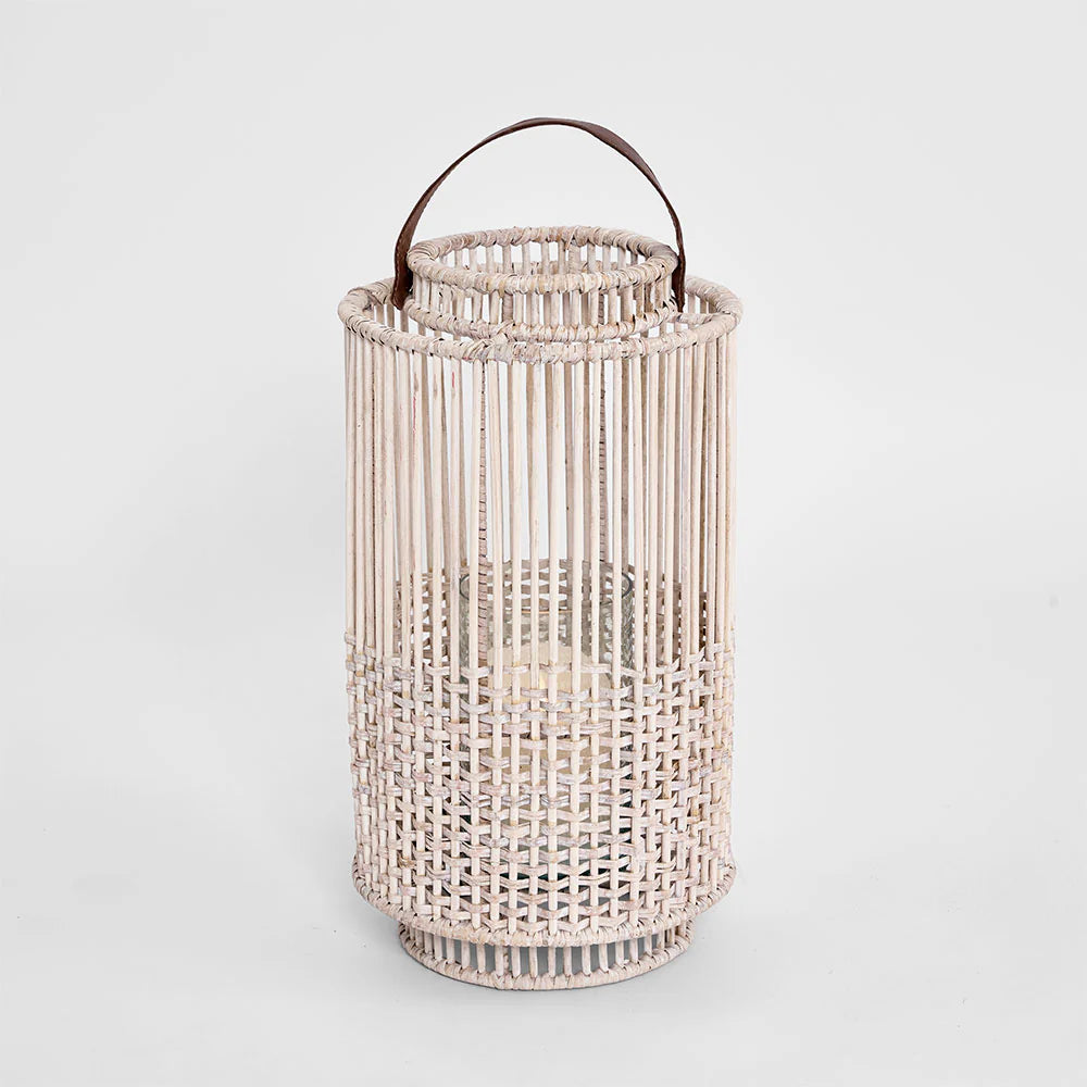 Kyra Rattan Lantern Large White Wash