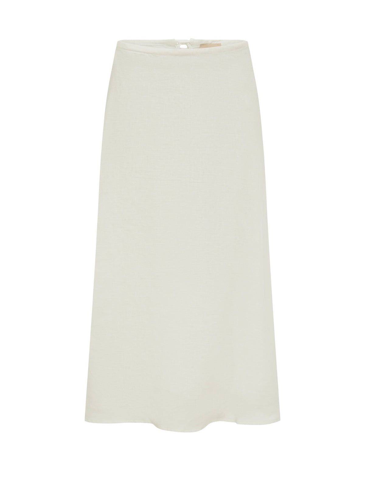 Linen Midi Skirt – White