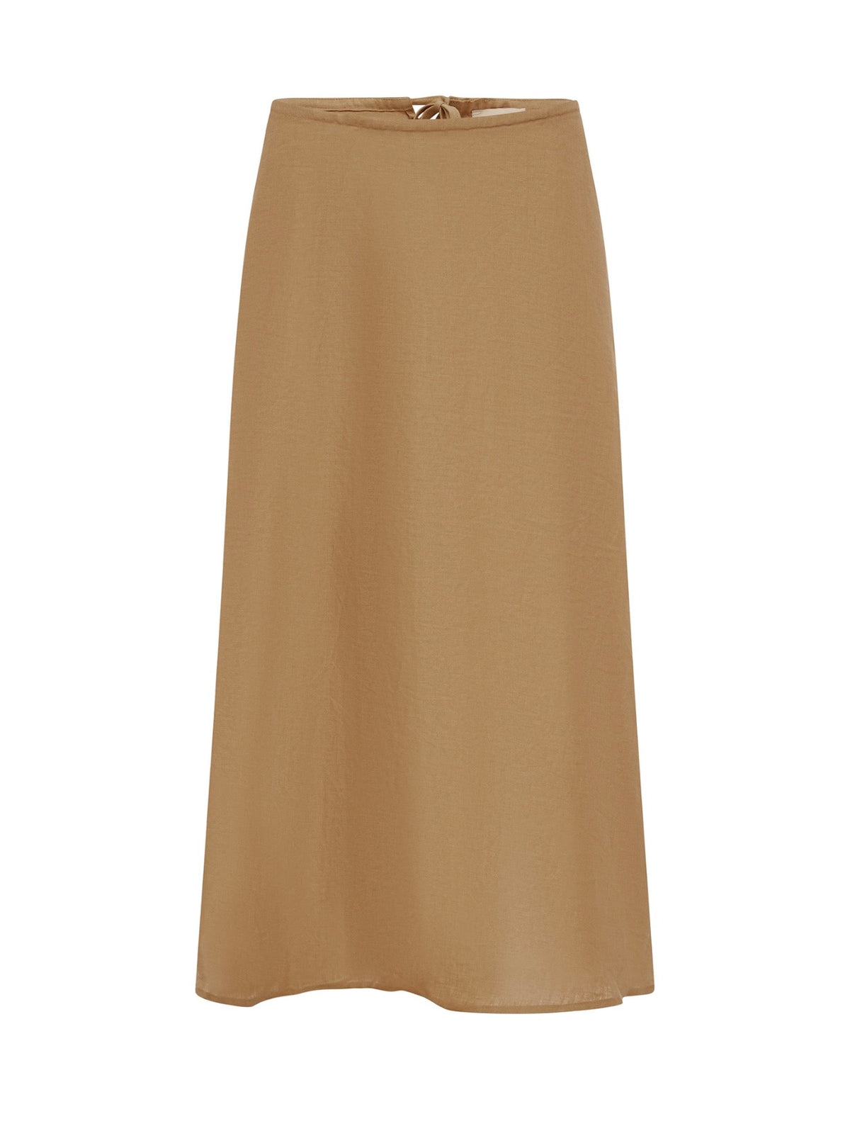 Linen Midi Skirt – Caramel