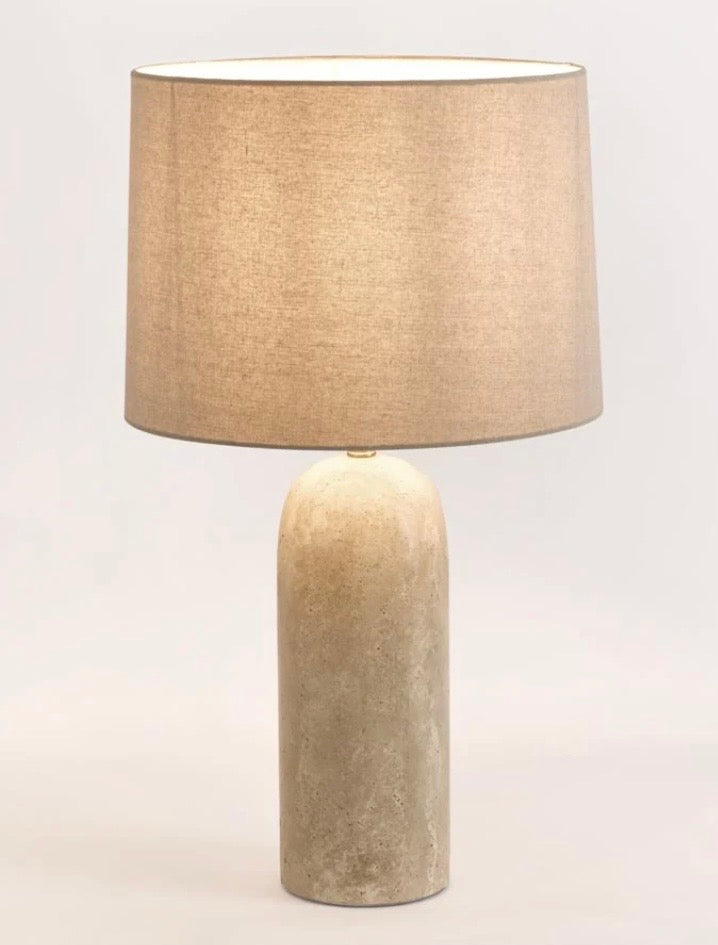 Olsen Travertine Table Lamp & Linen Shade