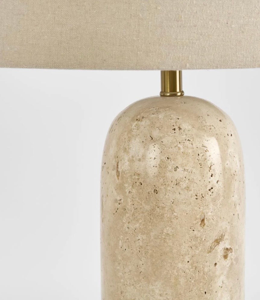 Olsen Travertine Table Lamp & Linen Shade
