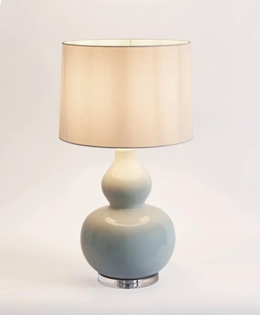 Sutton Light Blue Table Lamp & White Shade