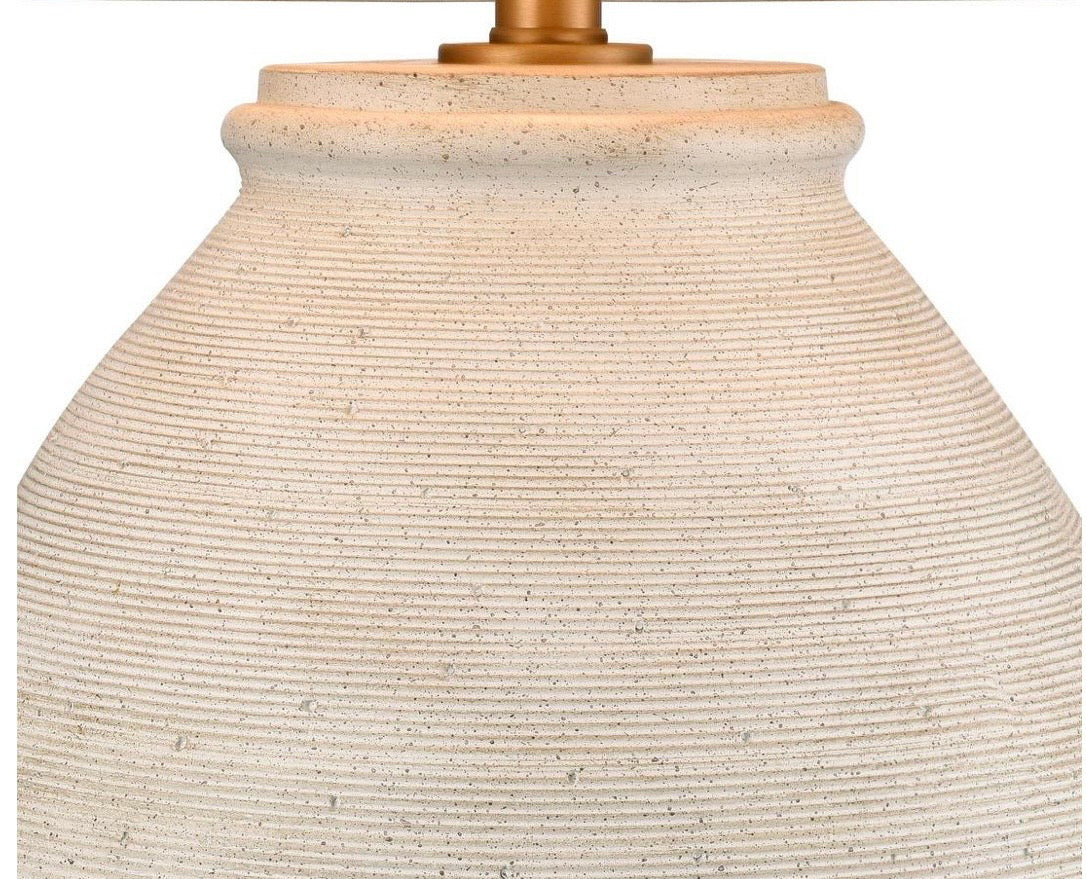 Forbes White Sandstone Table Lamp & Linen Shade