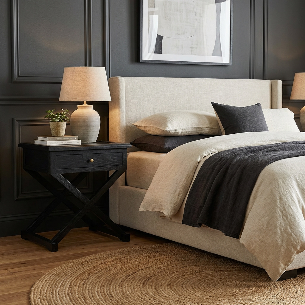 Levi Side Table Black Oak