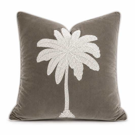 MAUI 1 PALM SMOKE CUSHION FEATHER FILLED