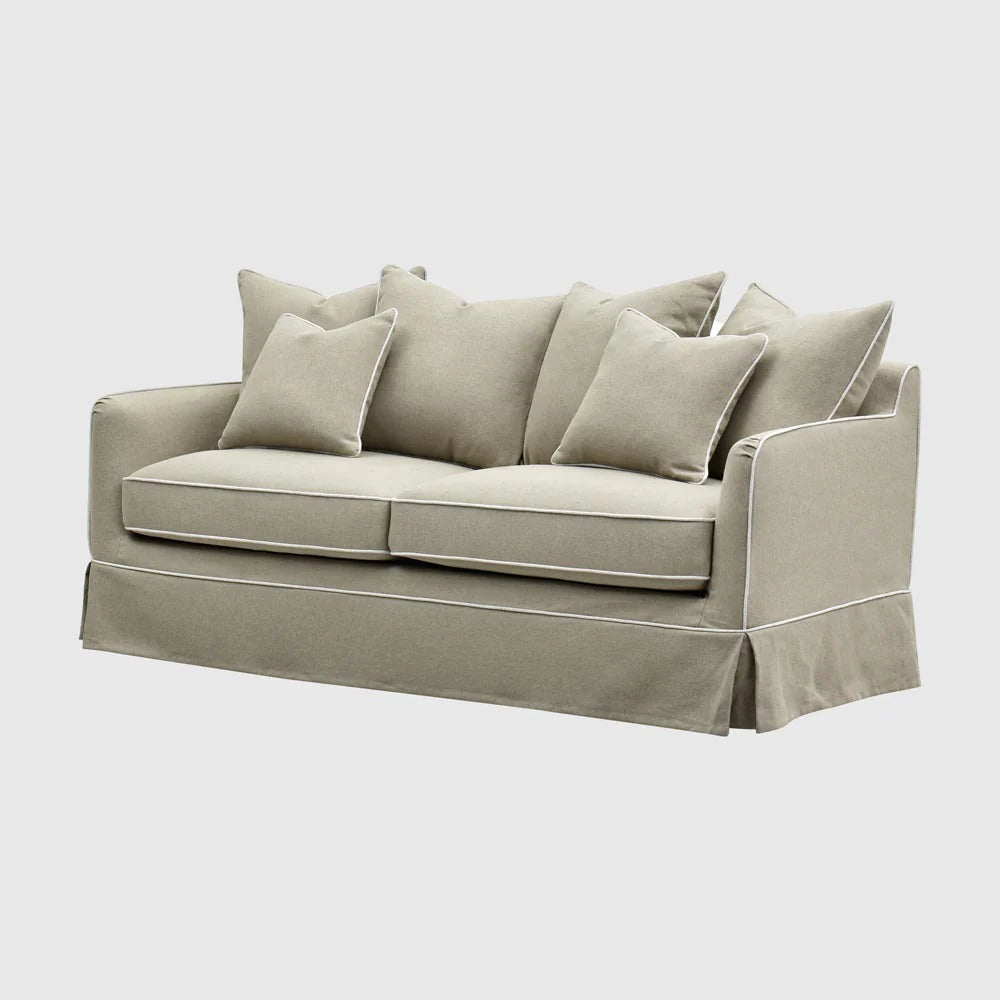 Noosa Hamptons 2 Seat Sofa Natural with White Piping