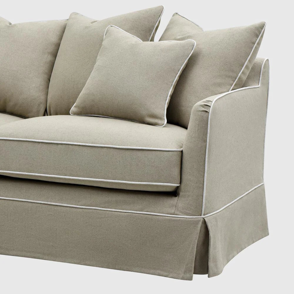Noosa Hamptons 2 Seat Sofa Natural with White Piping