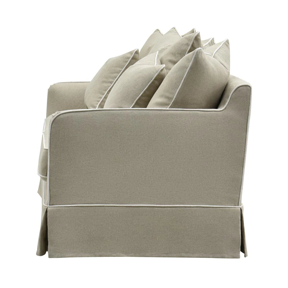 Noosa Hamptons 2 Seat Sofa Natural with White Piping