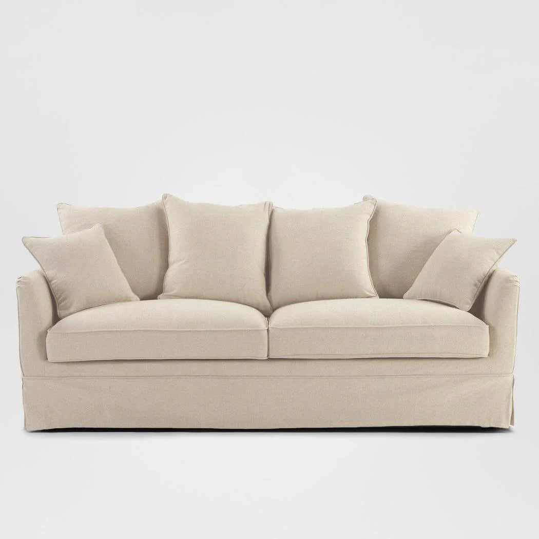 Noosa Hamptons 3 Seat Sofa Beige Linen Blend