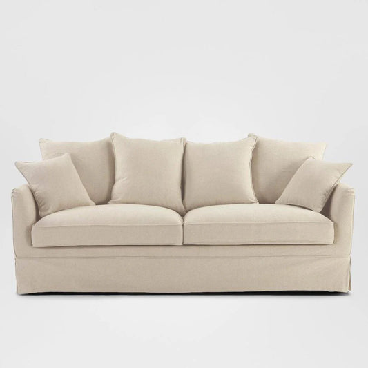 Noosa Hamptons 3 Seat Sofa Beige Linen Blend