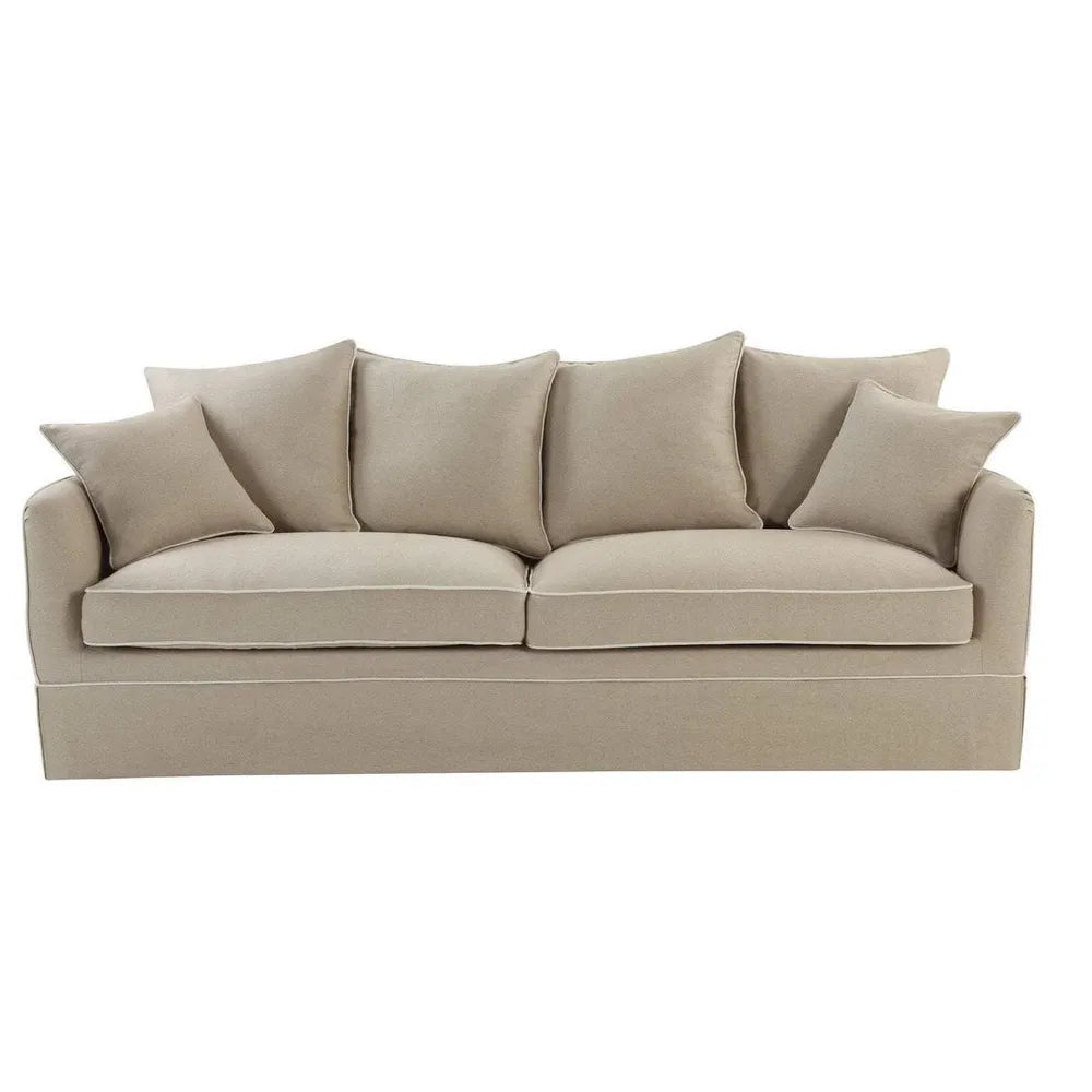 NOOSA HAMPTONS 3 SEAT SOFA NATURAL W/NATURAL PIPING