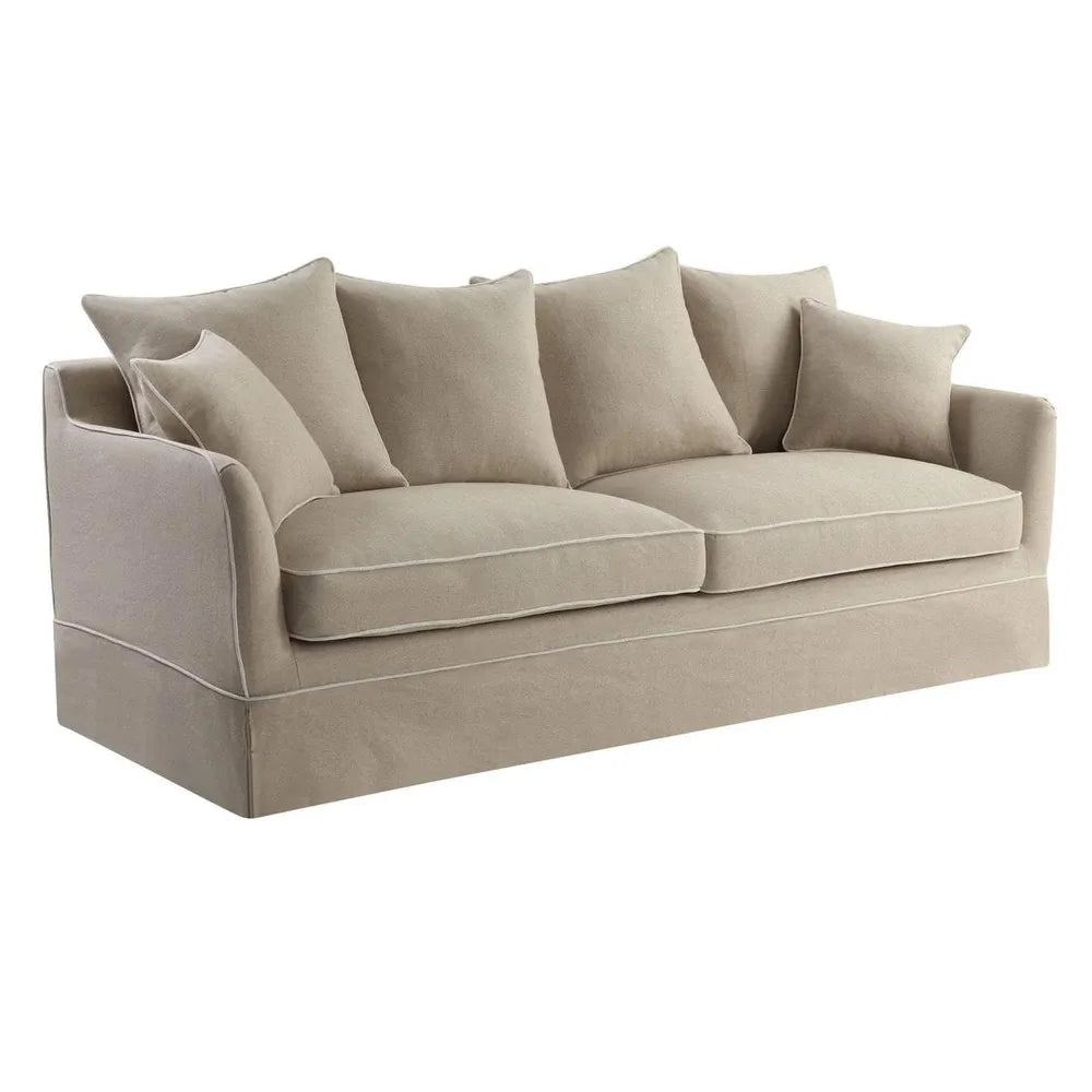 NOOSA HAMPTONS 3 SEAT SOFA NATURAL W/NATURAL PIPING