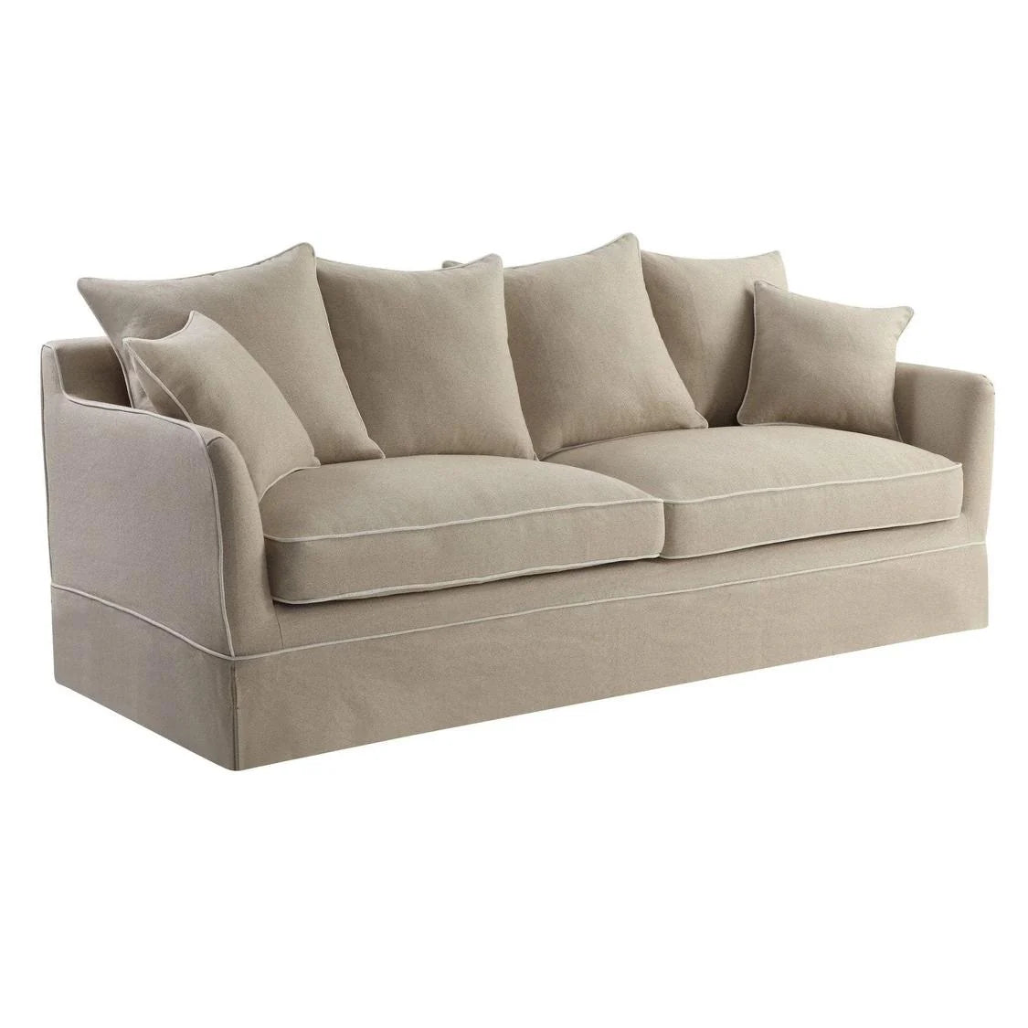 Noosa Hamptons 3 Seat Sofa Natural with Natural Piping