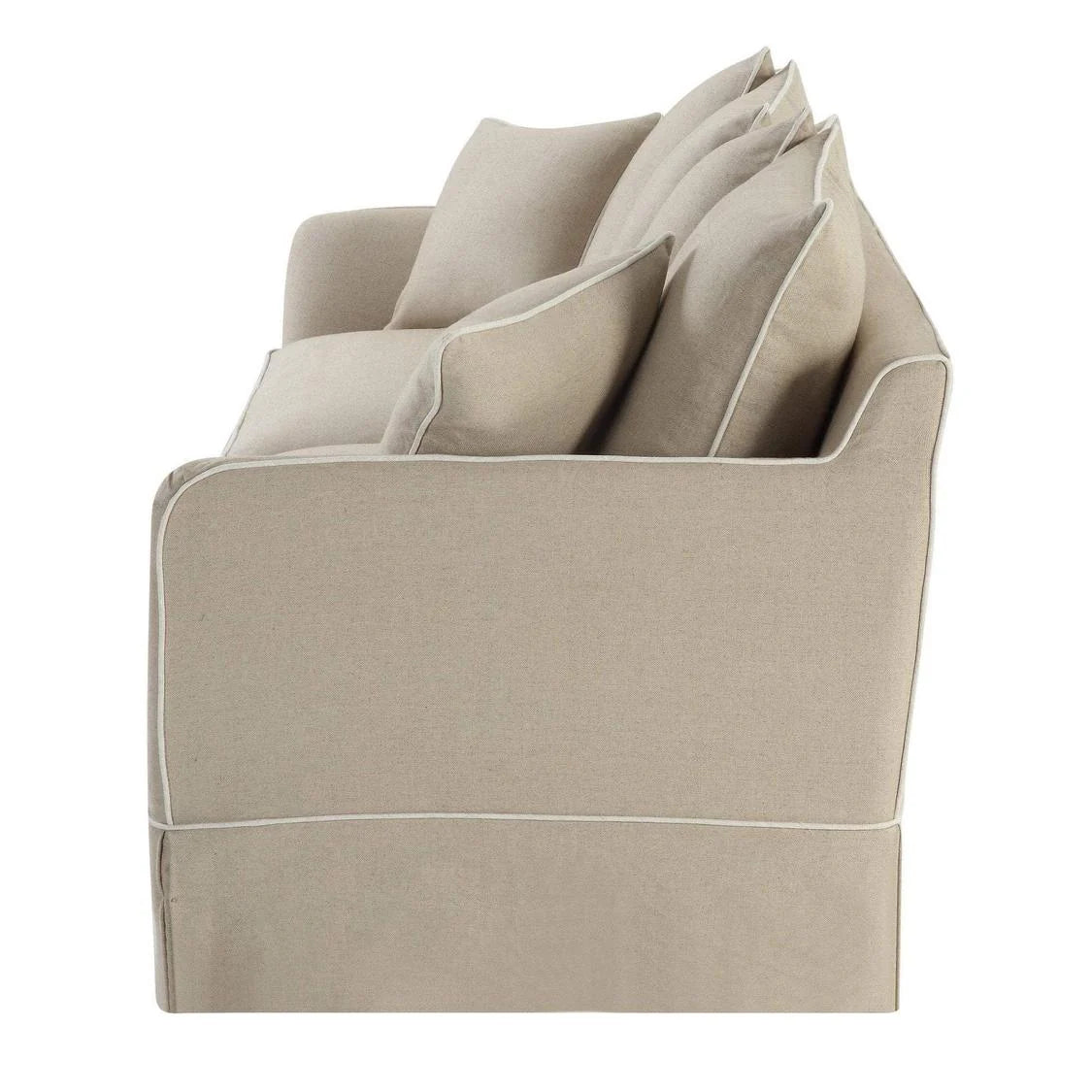 Noosa Hamptons 3 Seat Sofa Natural with Natural Piping