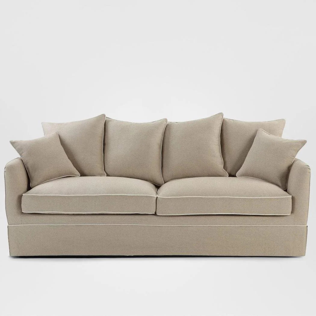 Noosa Hamptons 3 Seat Sofa Natural with Natural Piping