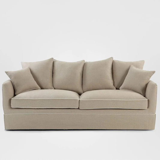 Noosa Hamptons 3 Seat Sofa Natural with Natural Piping