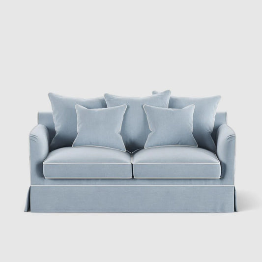 Noosa Hamptons 2 Seat Sofa Beach Light Blue with White Pipping
