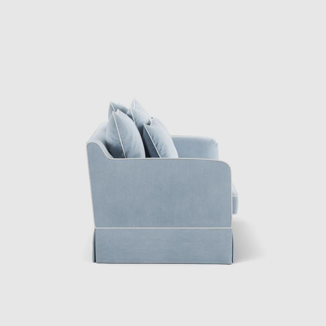 Noosa Hamptons 2 Seat Sofa Beach Light Blue with White Pipping