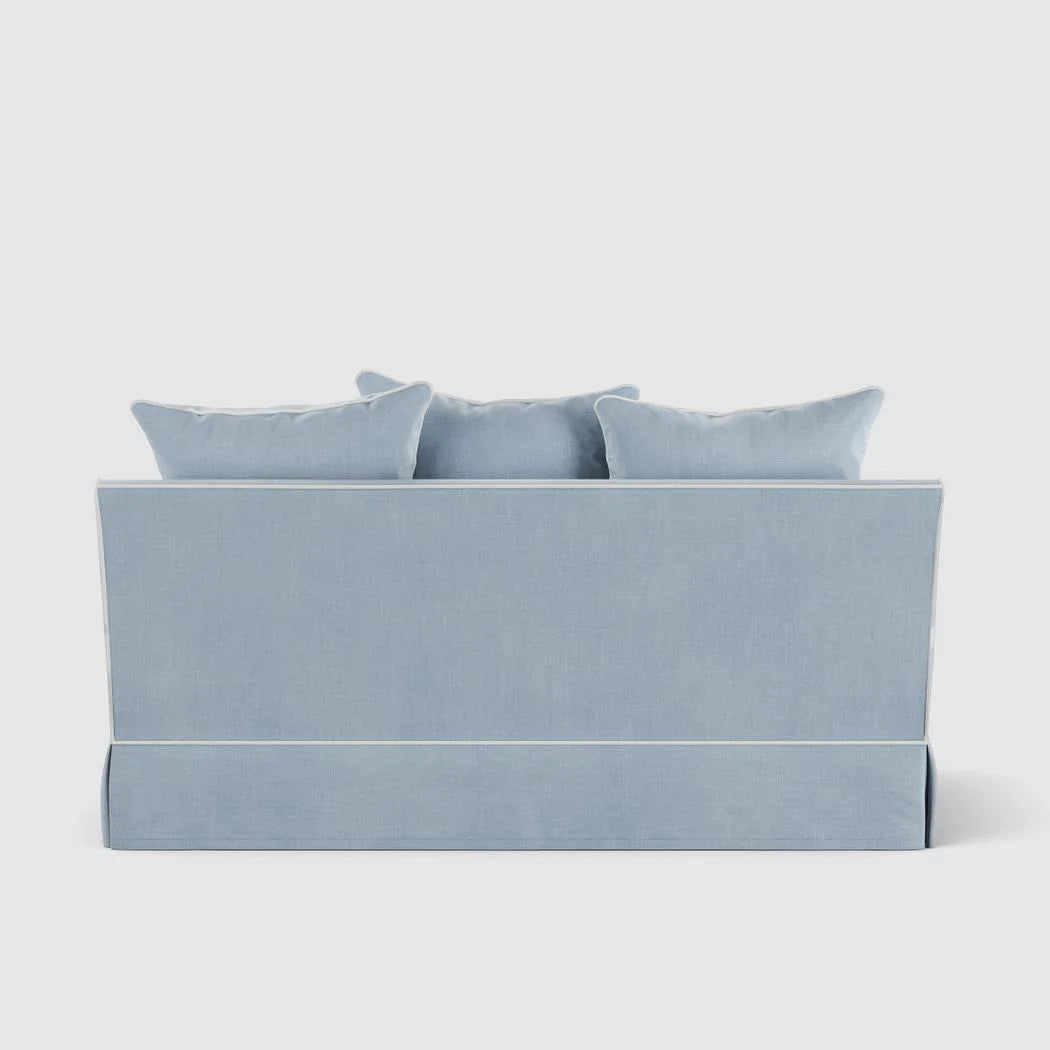 Noosa Hamptons 2 Seat Sofa Beach Light Blue with White Pipping