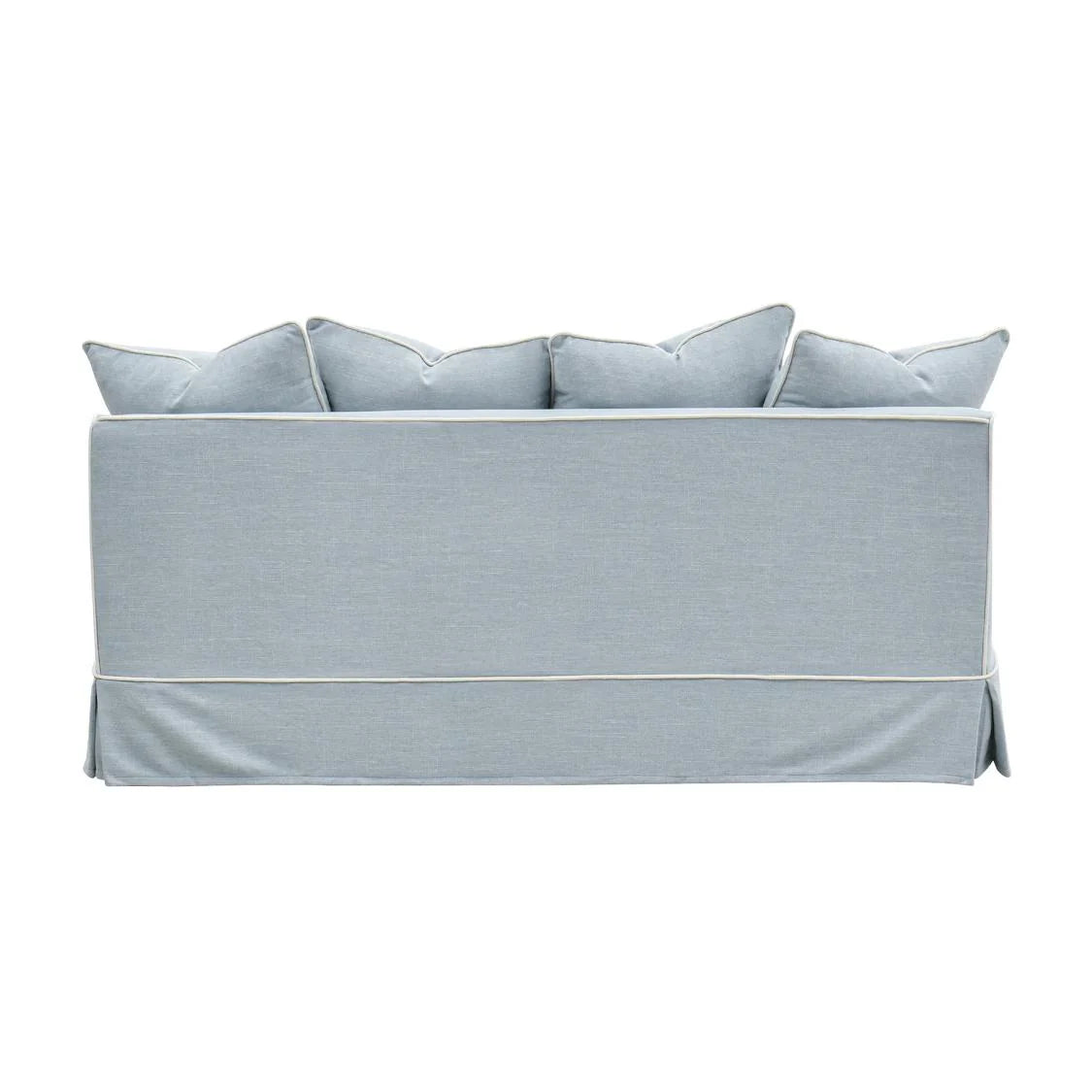 Noosa Hamptons 3 Seat Sofa Light Blue witth White Piping