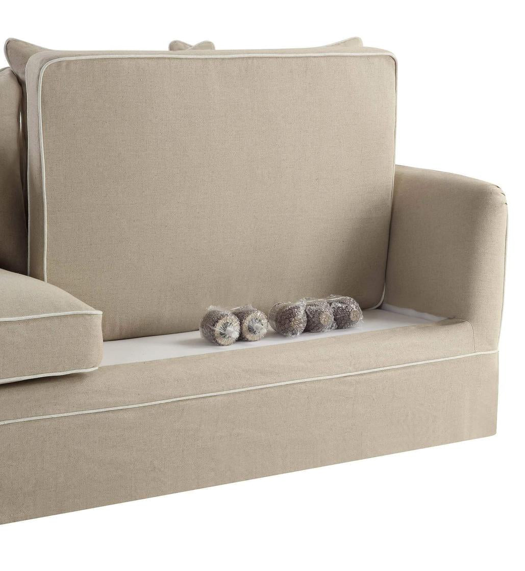 Noosa Hamptons 3 Seat Sofa Natural with Natural Piping