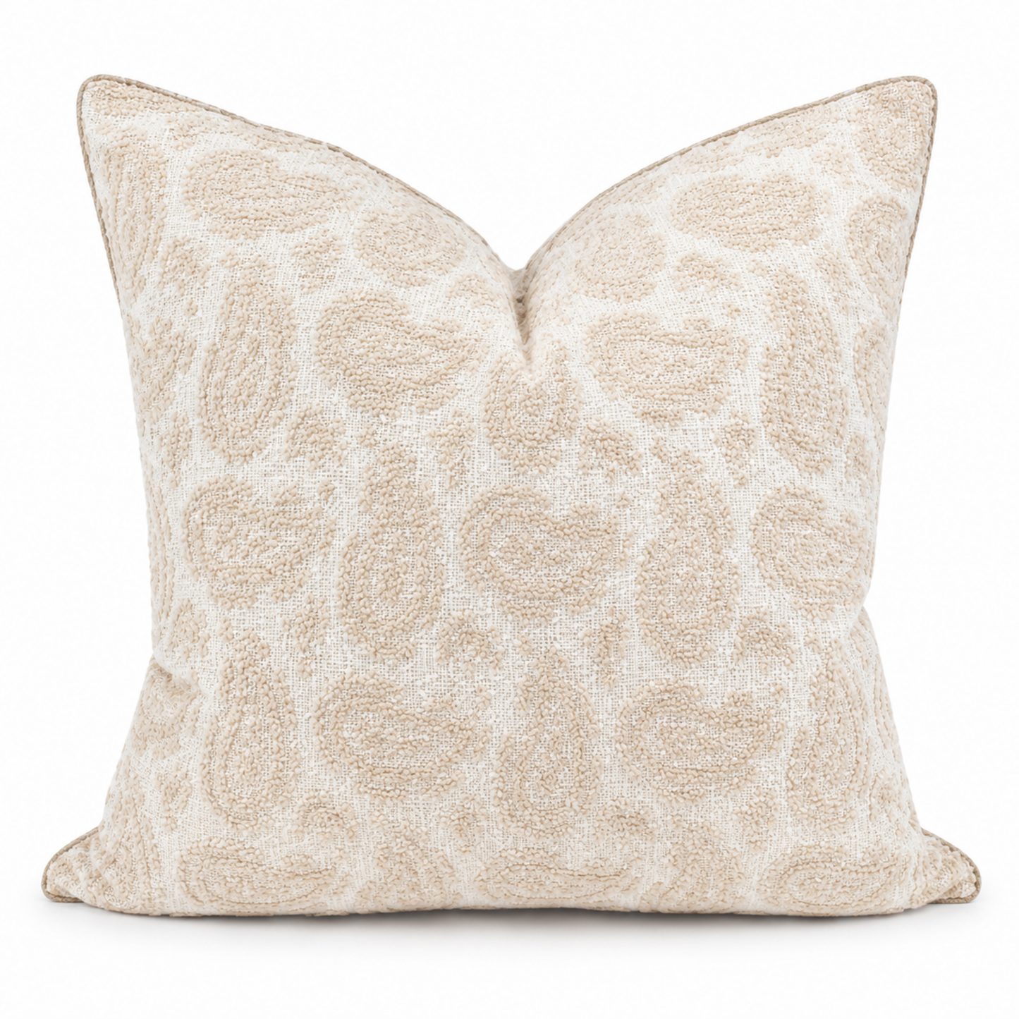Paisley Cushion 55cm Square - Beige | Warm White