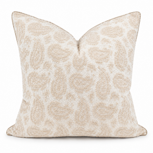 Paisley Cushion 55cm Square - Beige | Warm White