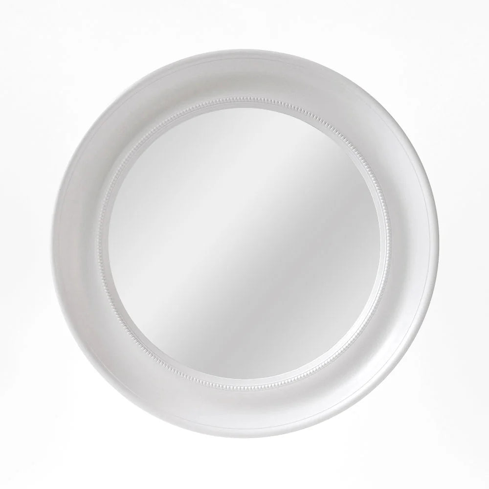 Samantha White Round Beaded Mirror