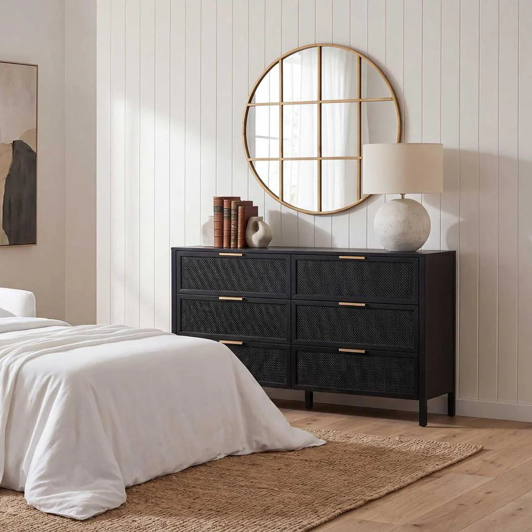 Santorini Dresser 6 Drawer Black