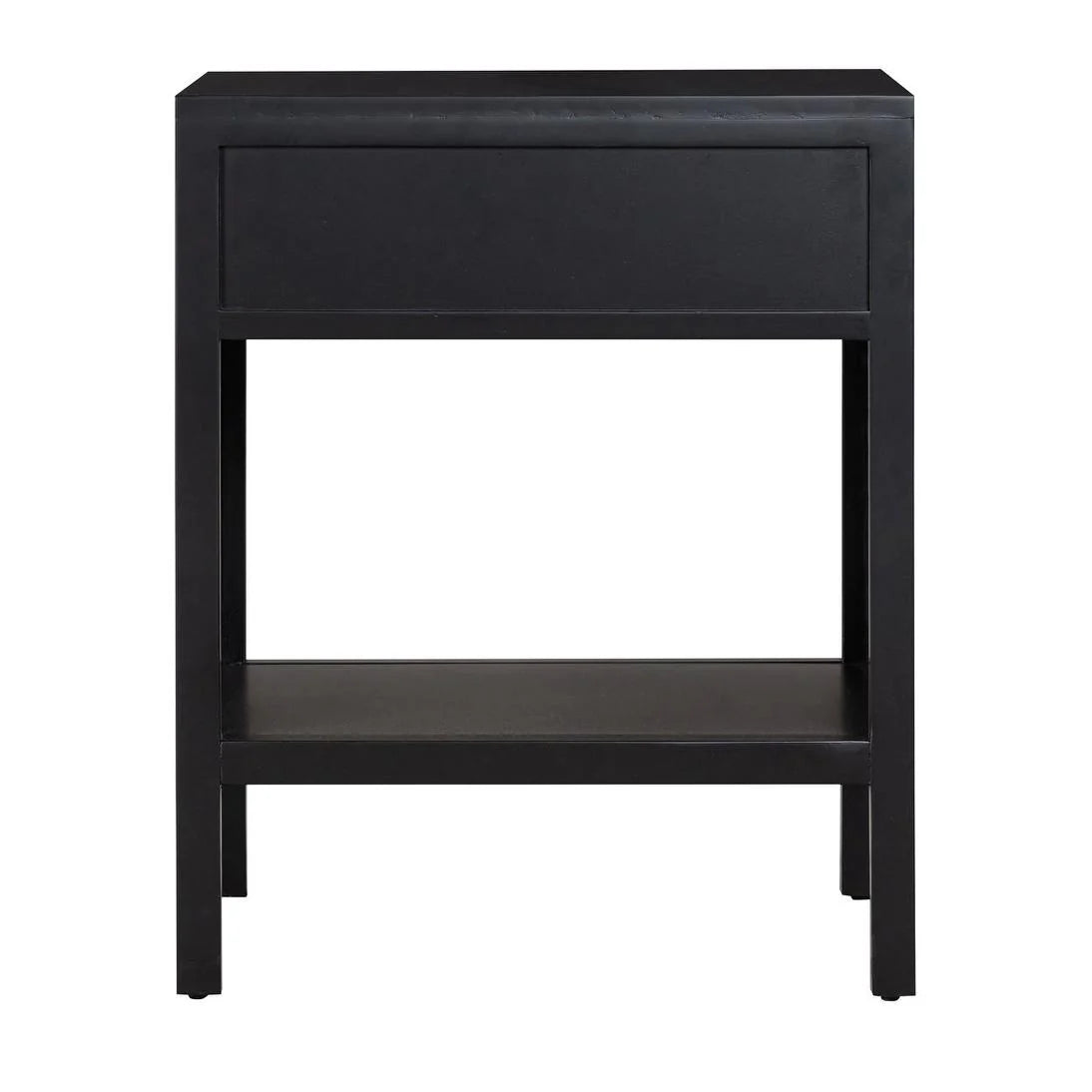 Santorini Hamptons Timber/Rattan Bedside Table Black