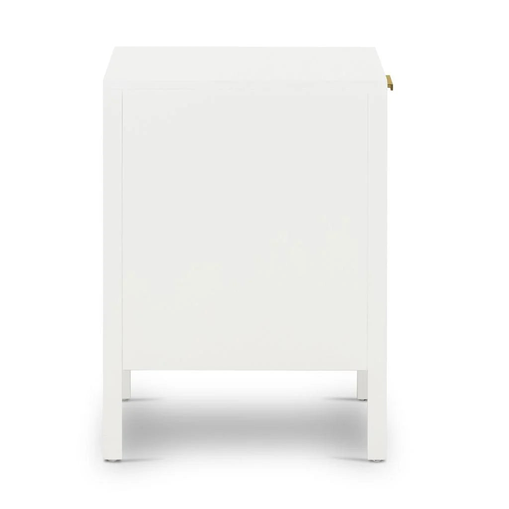 Santorini Hamptons Timber/Rattan Bedside Table White