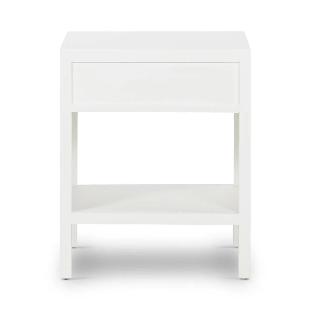Santorini Hamptons Timber/Rattan Bedside Table White