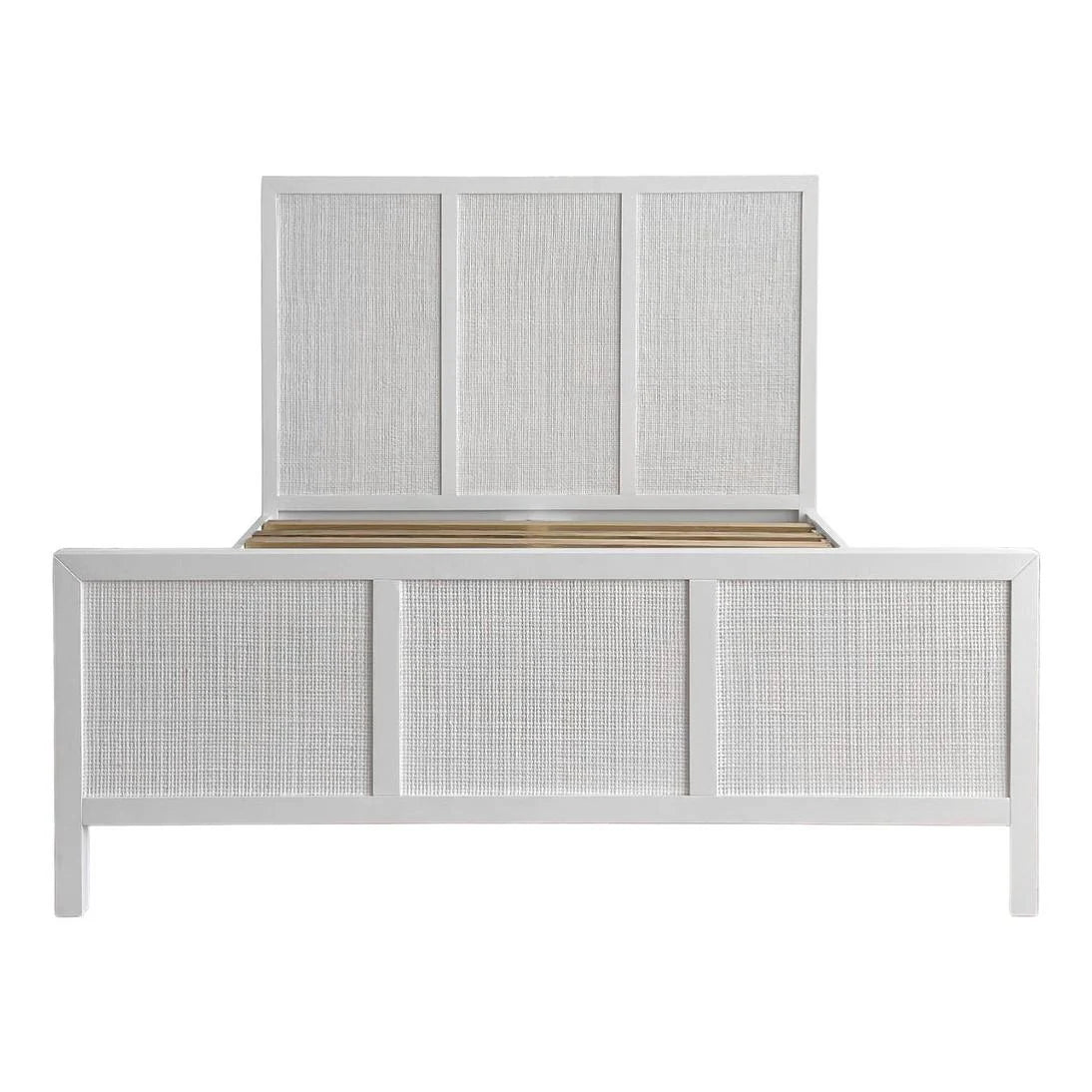 Santorini Hamptons Timber &amp; Rattan Queen Bed – White