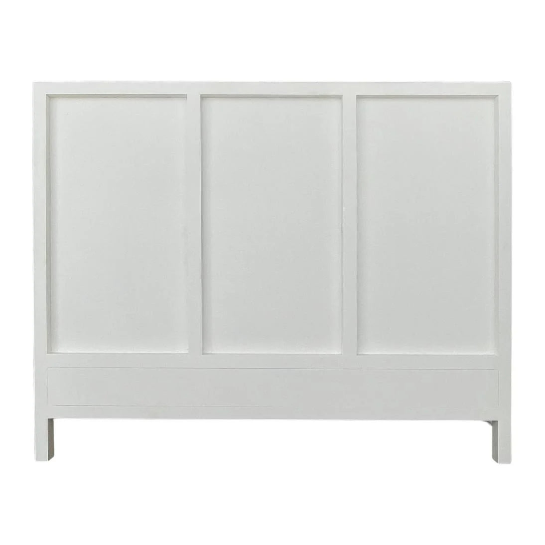 Santorini Hamptons Timber &amp; Rattan Queen Bed – White