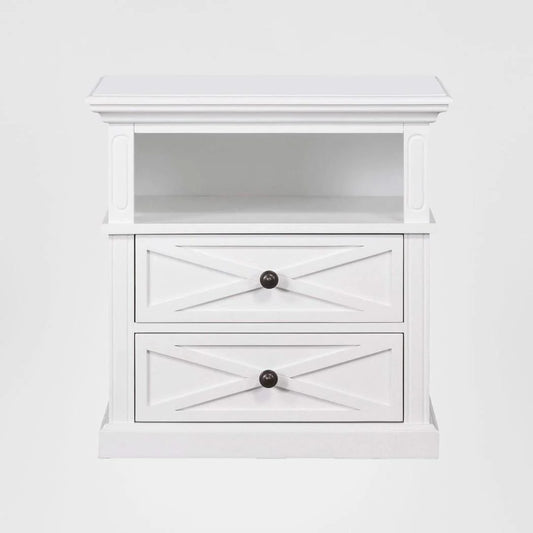 Sorrento Hamptons Medium 2 Drawer Bedside Table White