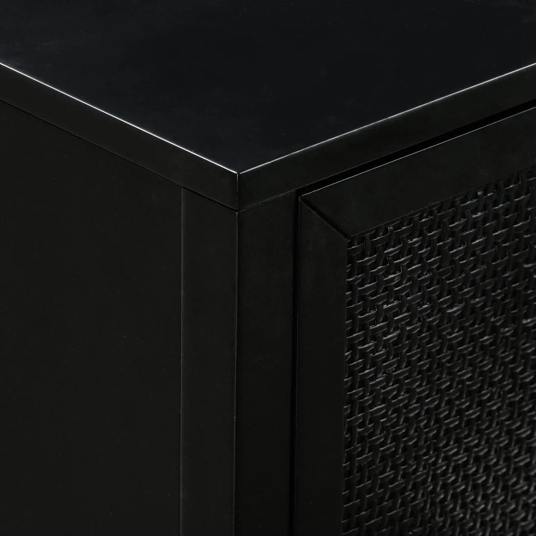 Santorini Hamptons 3 Drawer Timber/Rattan Dresser 100cm Black