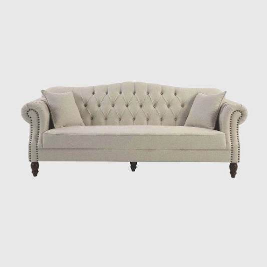 Vaucluse 3 Seat Hamptons Sofa | Beige Linen Blend