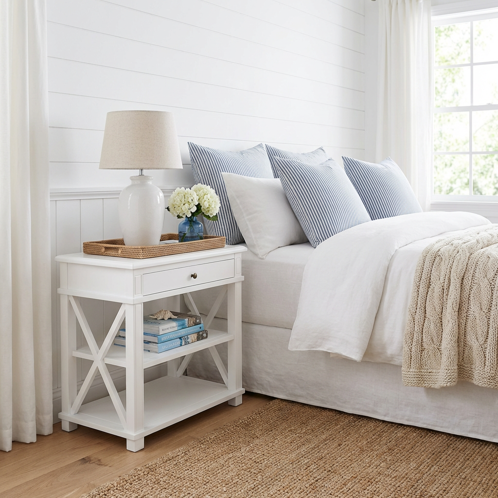 X Brace Large Side Table White
